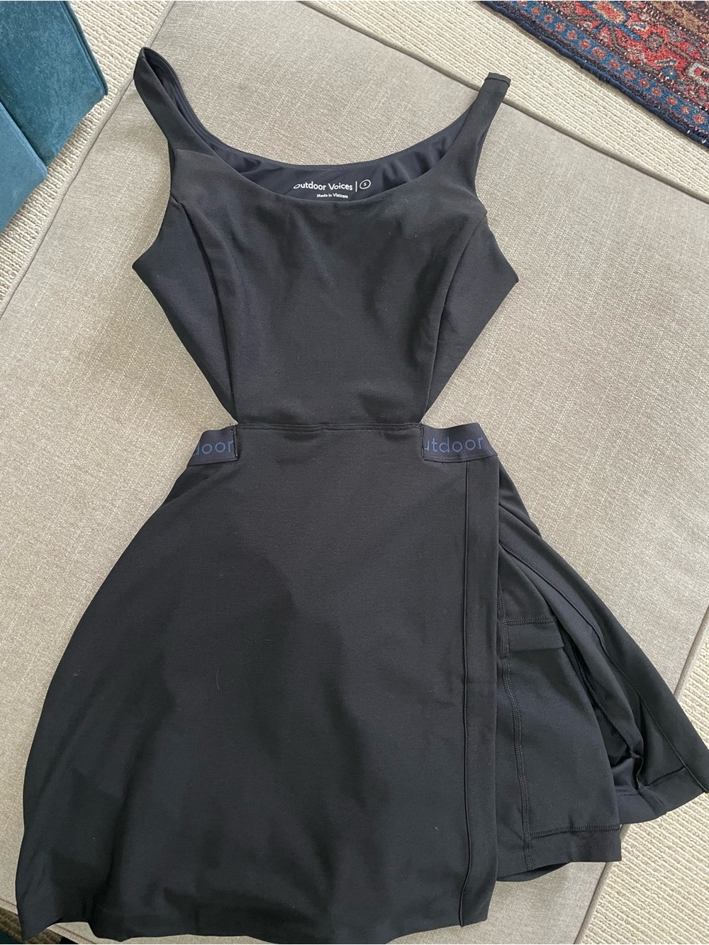 Outdoor Voices Black Mini Dress with Cutout Waist